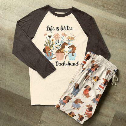 Lorva Raglan Lounge Pajamas Life Is Better With A Dachshund
