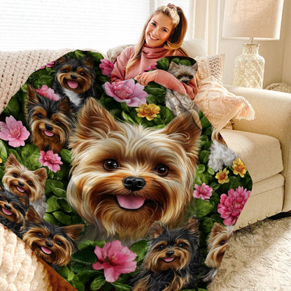 Lorva Fleece Blanket Happy Yorkie