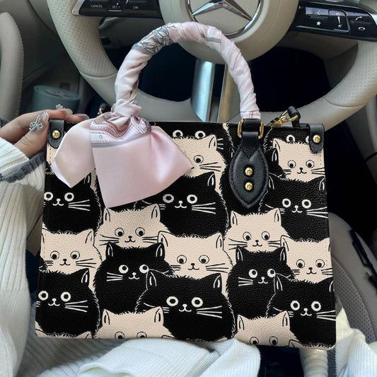 Lorva Leather Bag Cute Fat Cats