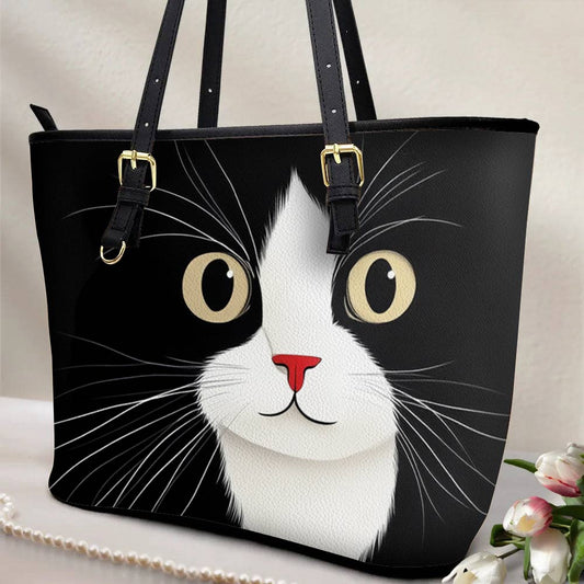 Lorva Leather Tote Bag Amazing Cat