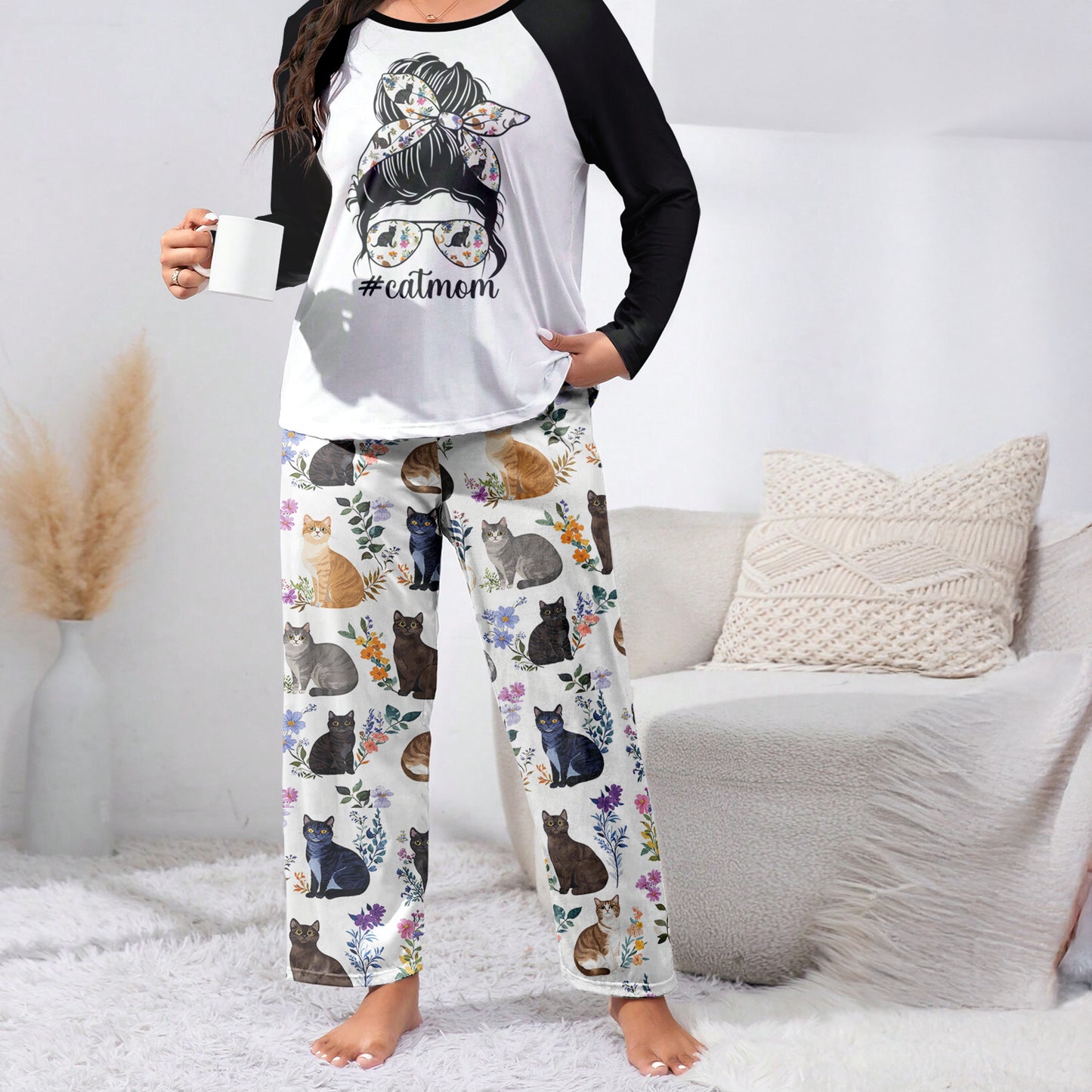 Lorva Raglan Lounge Pajamas Beautiful Catmom