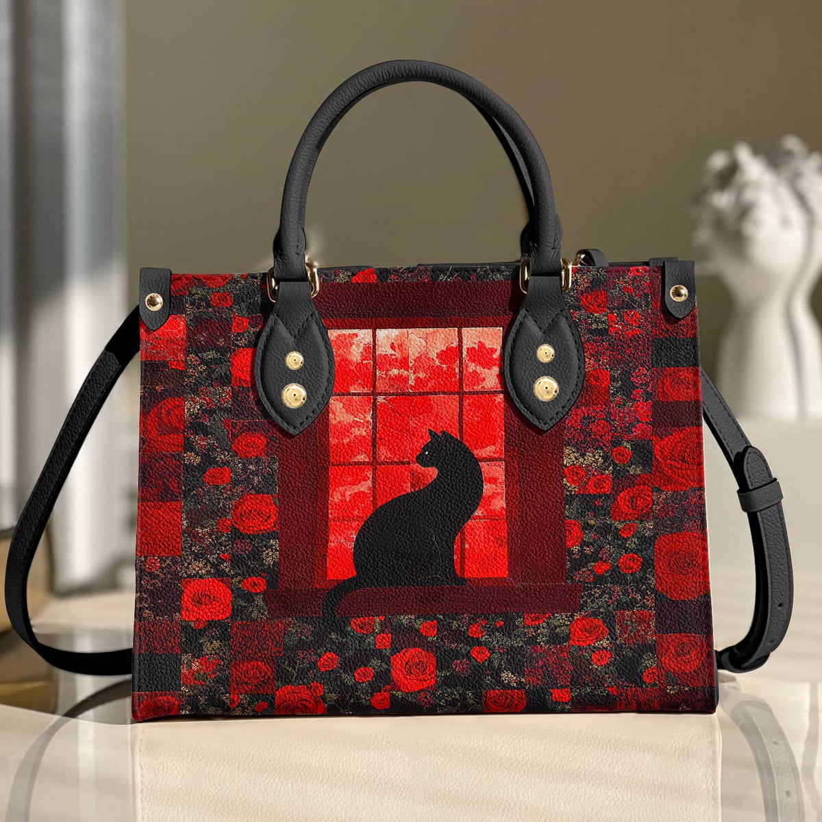 Lorva Leather Bag Midnight Rose Window
