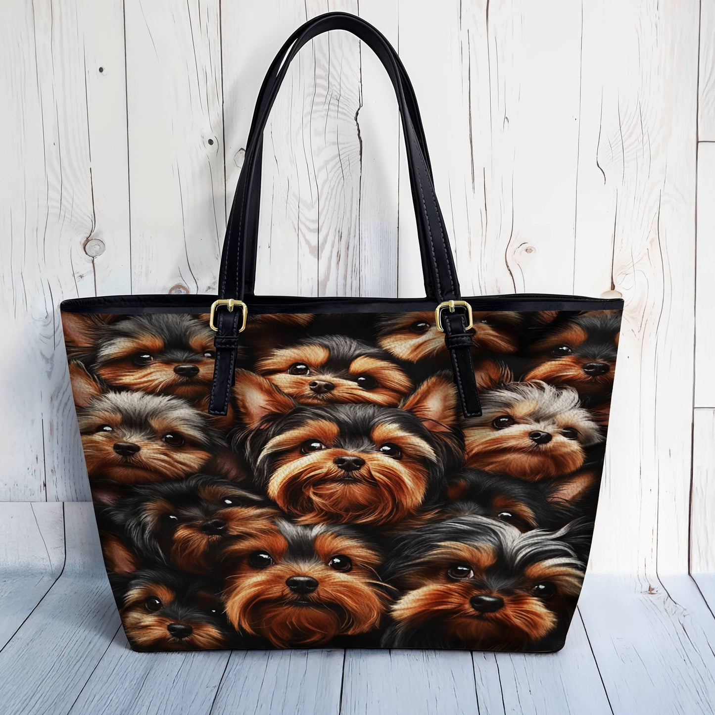 Lorva Leather Tote Bag Yorkie Overload