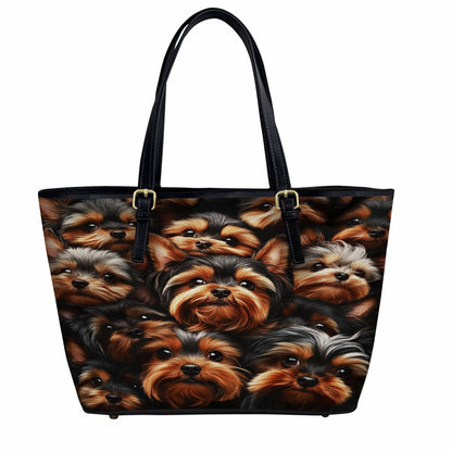 Lorva Leather Tote Bag Yorkie Overload