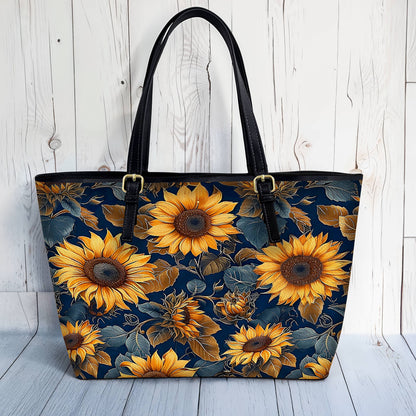 Lorva Leather Tote Bag Rustic Sunflower