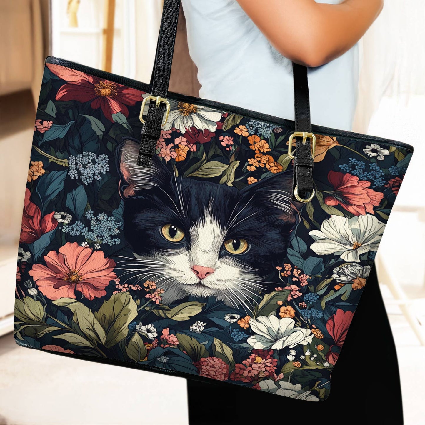Lorva Leather Tote Bag Queen's Cat