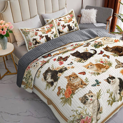 Lorva All Season Quilt 3-Piece Set Cottage Kittens