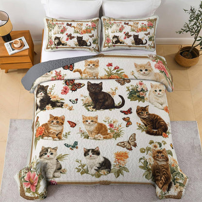 Lorva All Season Quilt 3-Piece Set Cottage Kittens