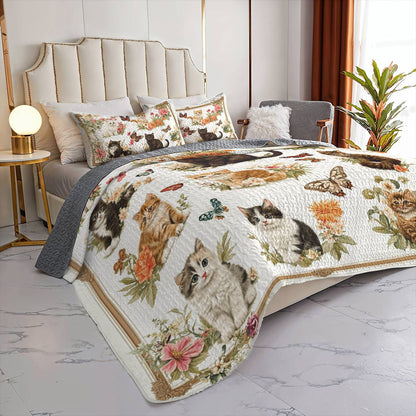 Lorva All Season Quilt 3-Piece Set Cottage Kittens