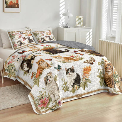 Lorva All Season Quilt 3-Piece Set Cottage Kittens