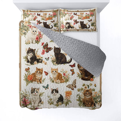 Lorva All Season Quilt 3-Piece Set Cottage Kittens