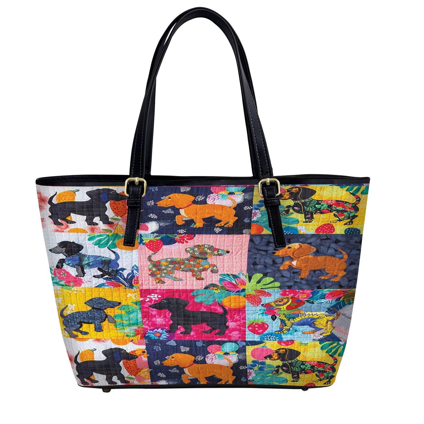 Lorva Leather Tote Bag Tropical Dachshund