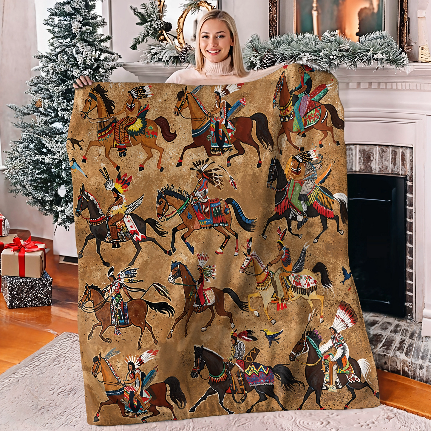 Lorva Fleece Blanket  Majestic Native Horses