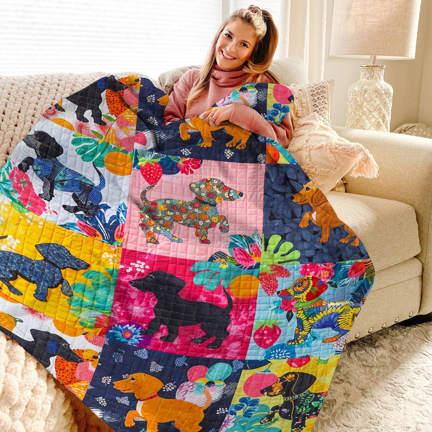 Lorva Fleece Blanket Tropical Dachshunds