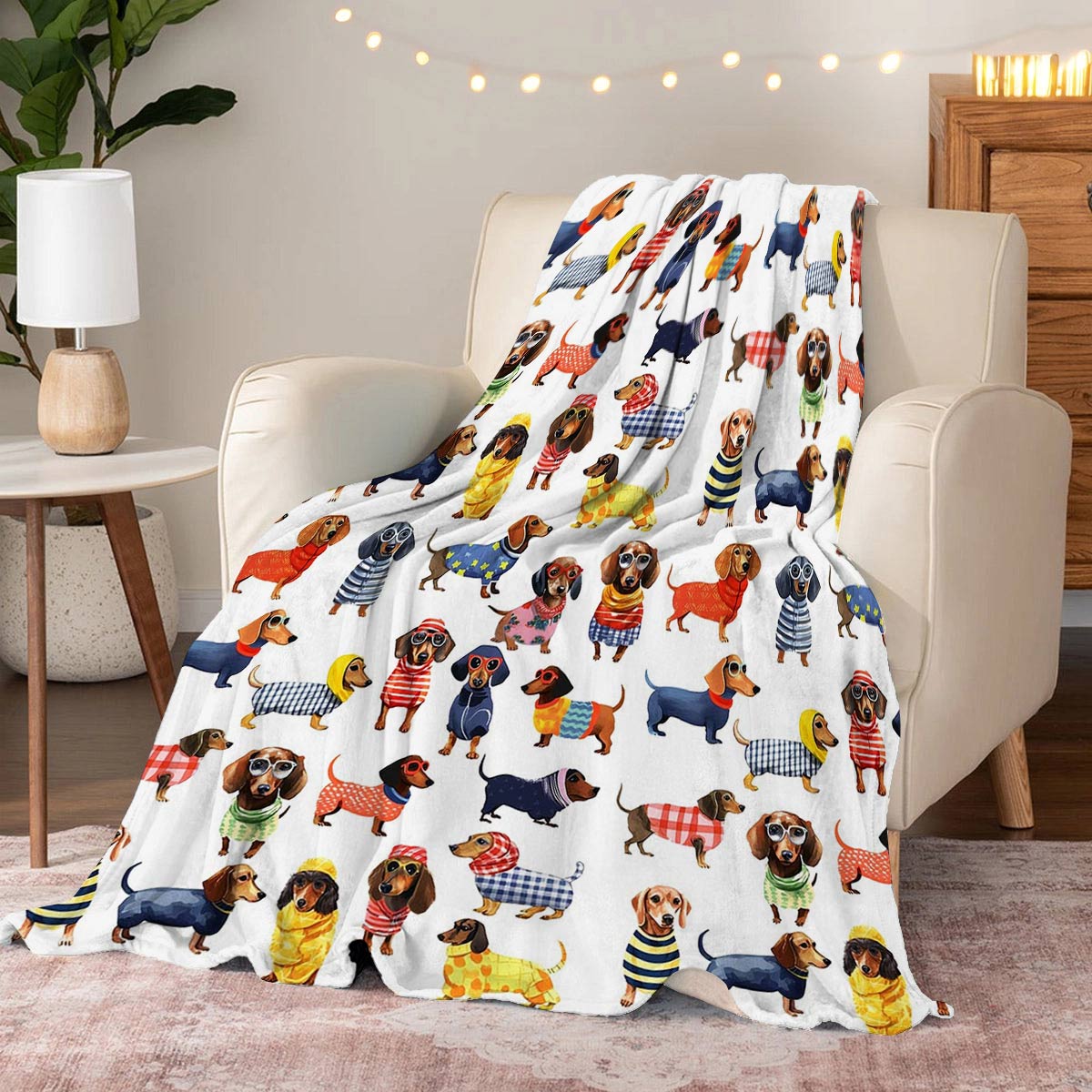 Lorva Fleece Blanket Stylish Dachshund