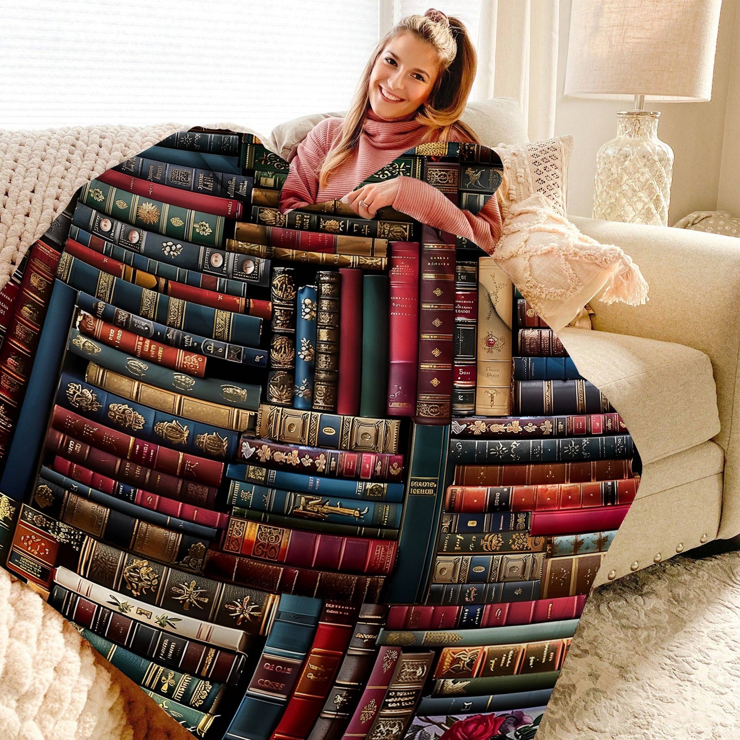 Lorva Fleece Blanket Vintage Books
