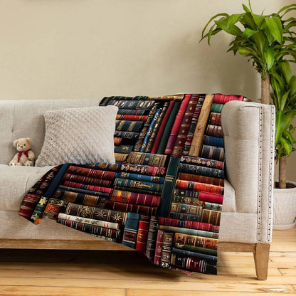 Lorva Fleece Blanket Vintage Books