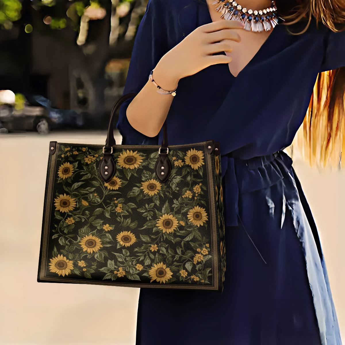 Lorva Leather Bag Classical Sunflowers