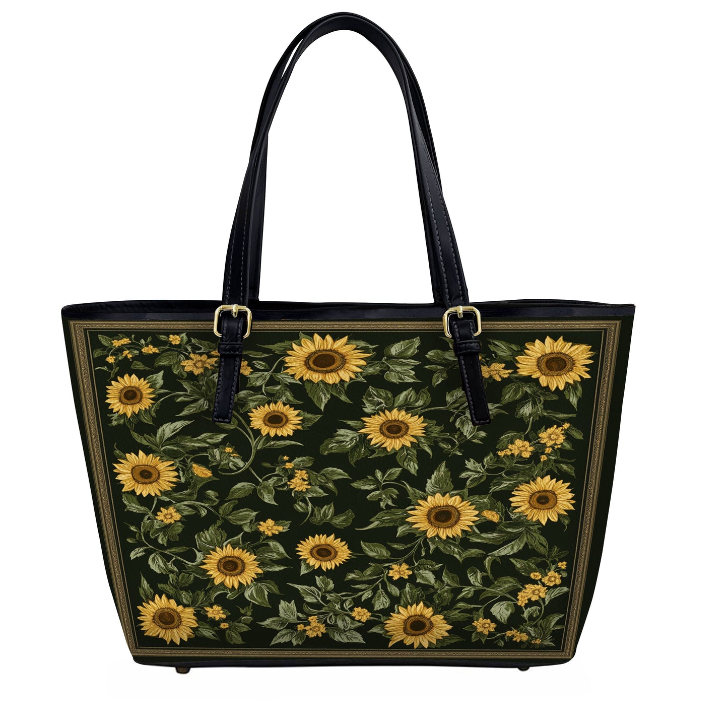 Lorva Leather Tote Bag Classical Sunflowers