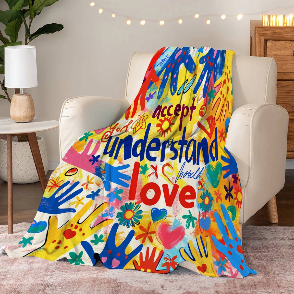 Lorva Fleece Blanket Autism Accept Understand Love