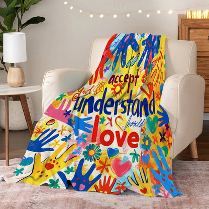 Lorva Fleece Blanket Autism Accept Understand Love
