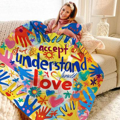 Lorva Fleece Blanket Autism Accept Understand Love