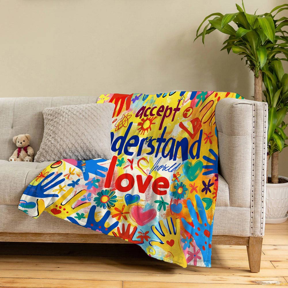 Lorva Fleece Blanket Autism Accept Understand Love