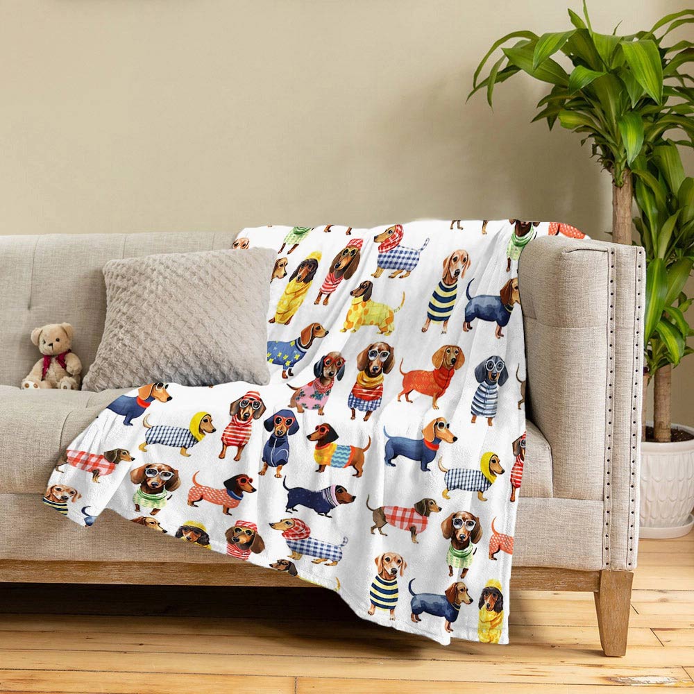 Lorva Fleece Blanket Stylish Dachshund