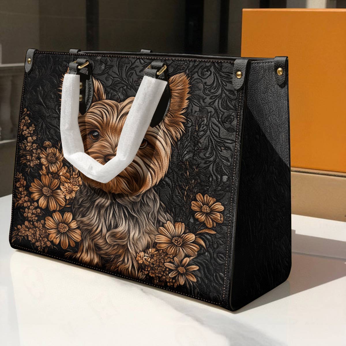 Lorva Yorkie Leather Bag Vintage Bloom