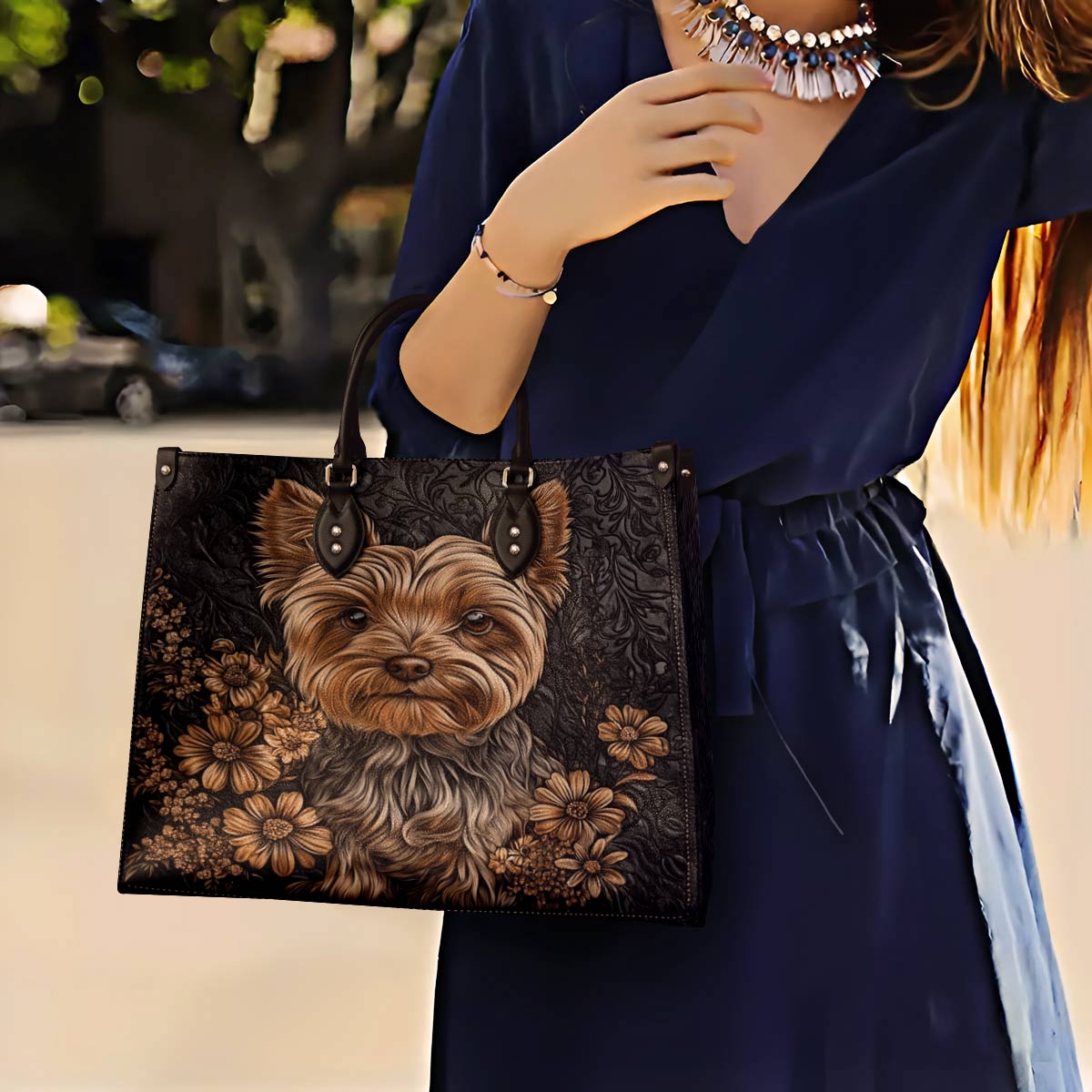 Lorva Yorkie Leather Bag Vintage Bloom