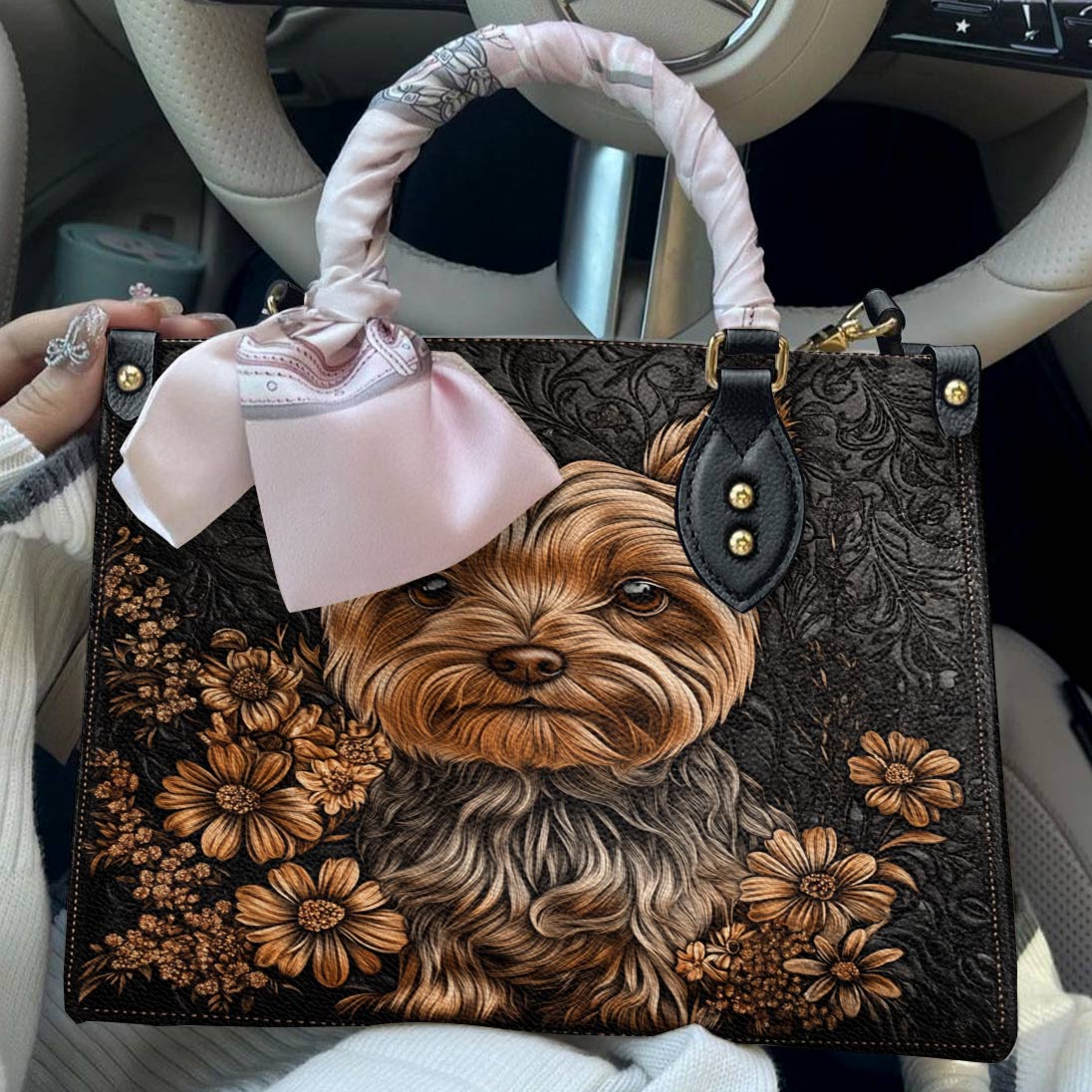 Lorva Yorkie Leather Bag Vintage Bloom