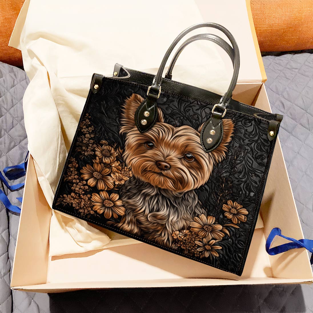 Lorva Yorkie Leather Bag Vintage Bloom