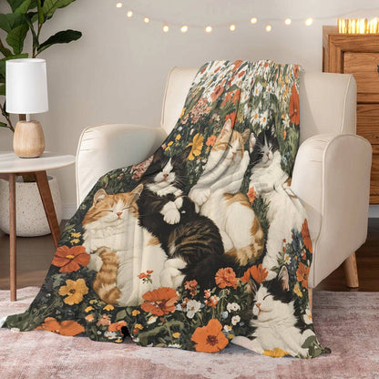 Lorva Fleece Blanket Cute Sleeping Cat