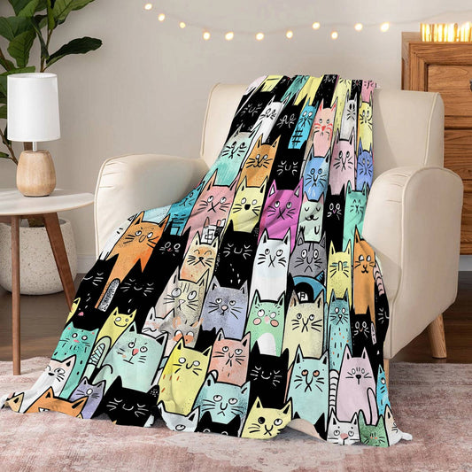 Lorva Fleece Blanket Colorful Cats