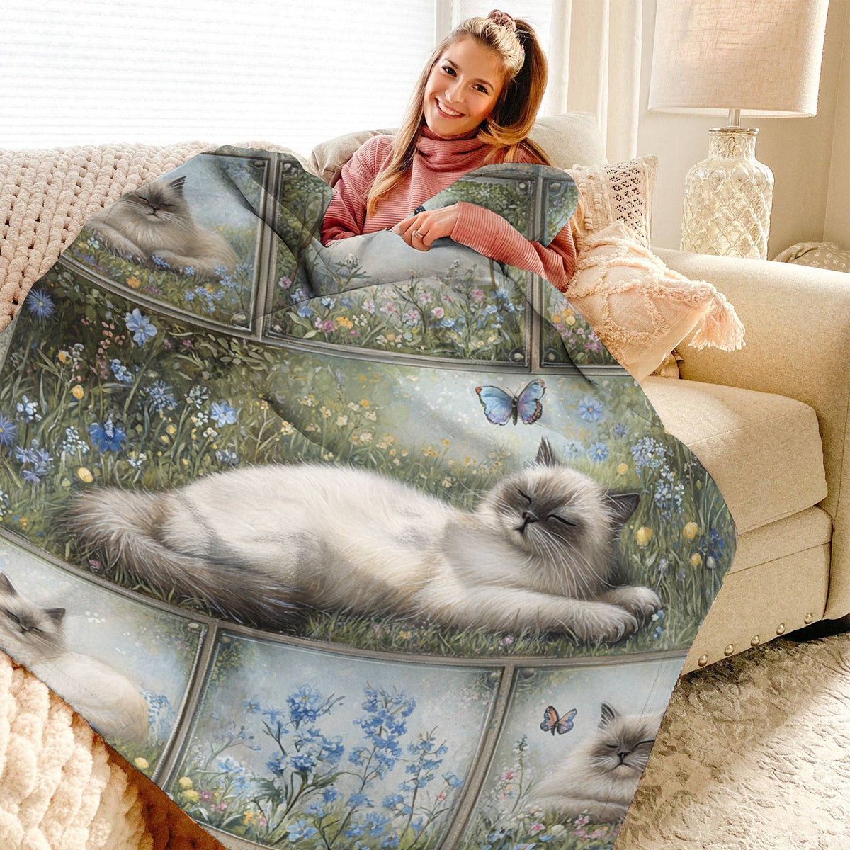 Lorva Fleece Blanket Ragdoll Meadow Dreams