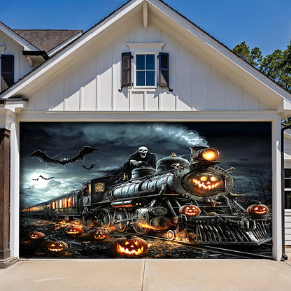 Lorva Halloween Garage Door Banner Decoration Halloween Ghost Train
