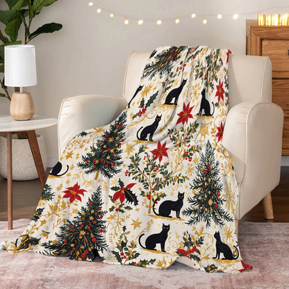 Lorva Fleece Blanket Christmas Black Cat