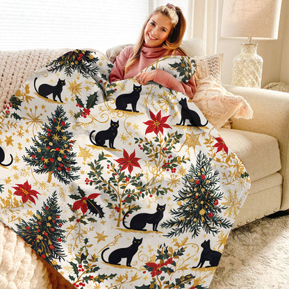 Lorva Fleece Blanket Christmas Black Cat