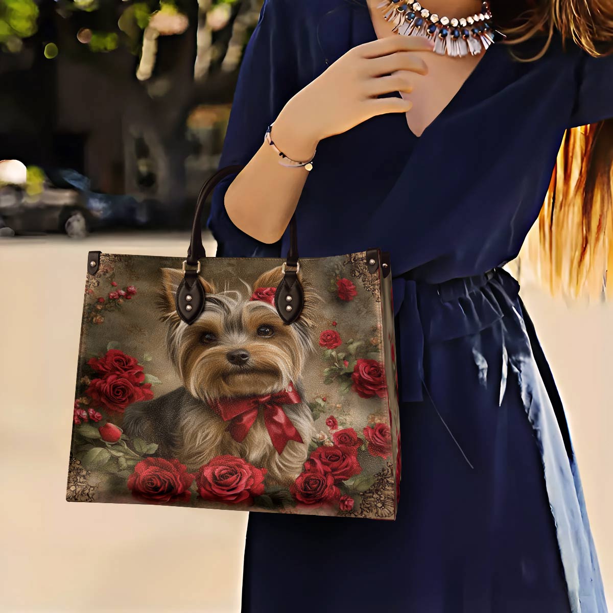 Lorva Yorkie Leather Bag Royal Rose Yorkie