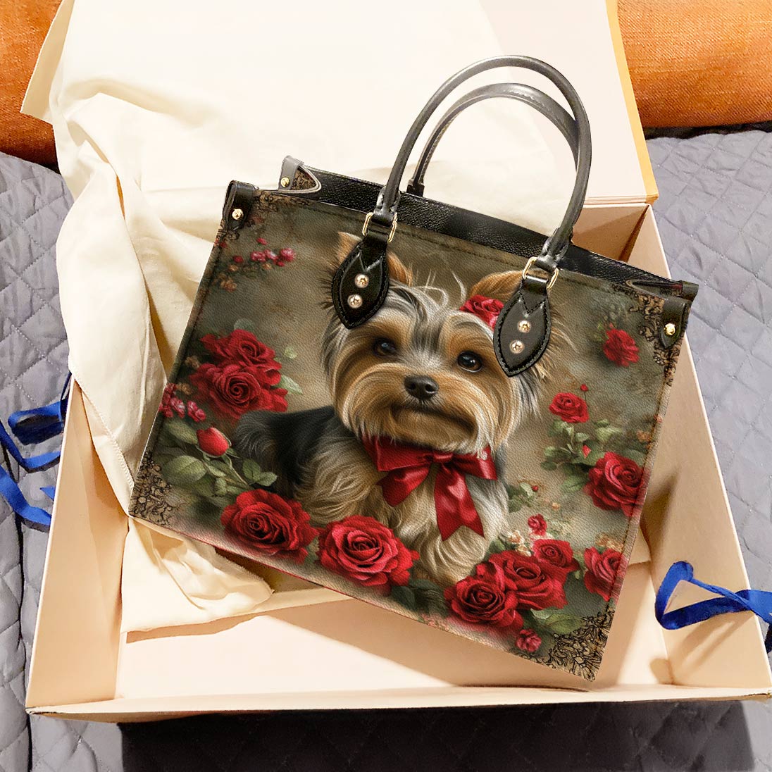 Lorva Yorkie Leather Bag Royal Rose Yorkie