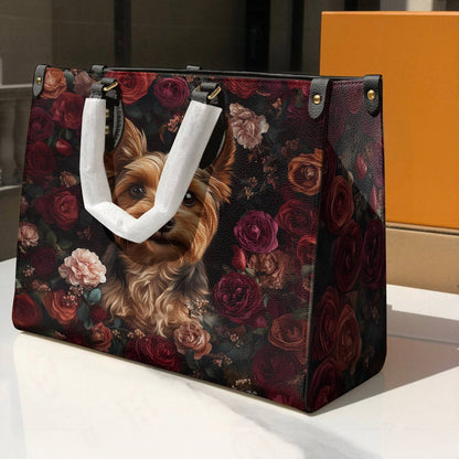 Lorva Yorkie Leather Bag Rosey Yorkie Charm