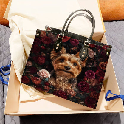 Lorva Yorkie Leather Bag Rosey Yorkie Charm