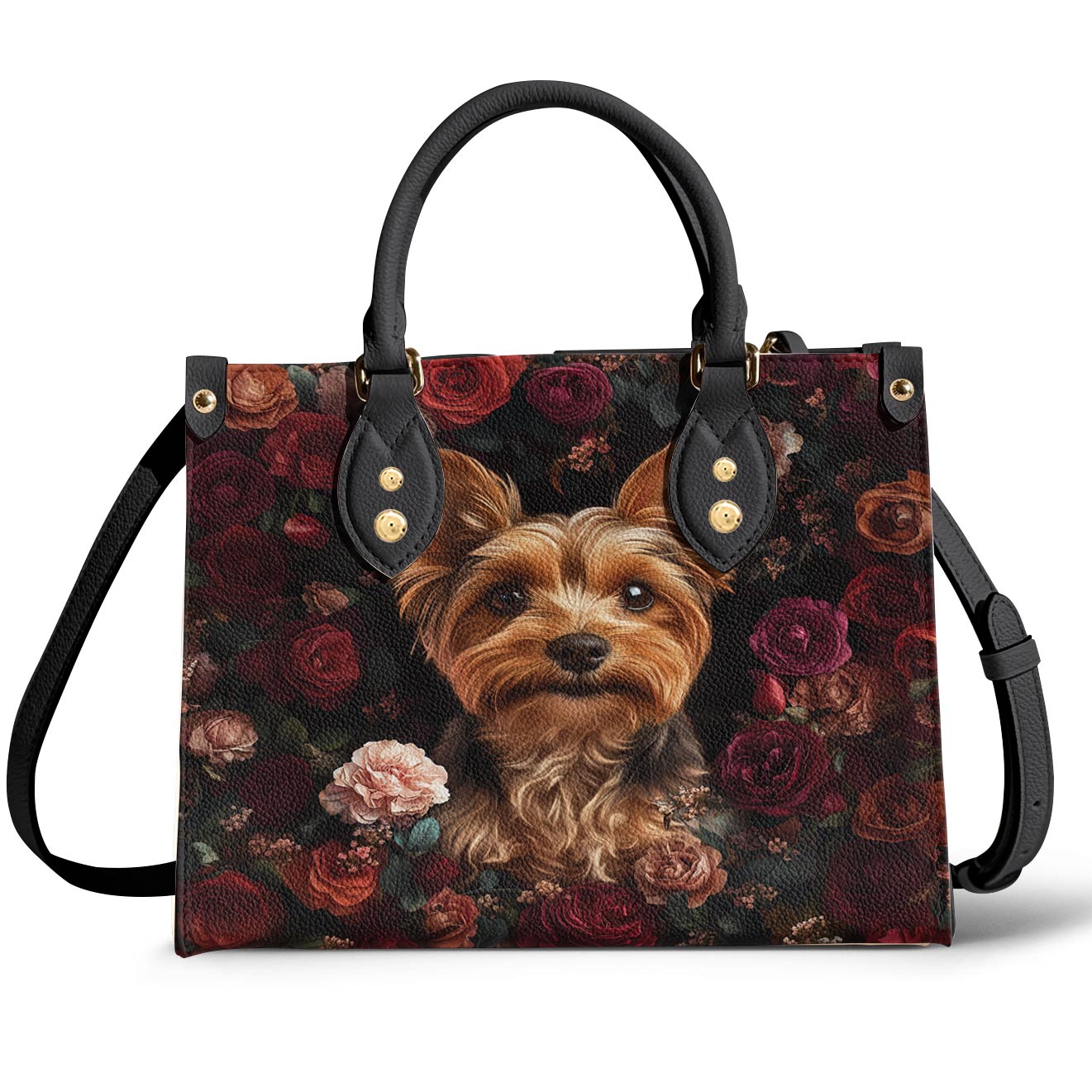 Lorva Yorkie Leather Bag Rosey Yorkie Charm