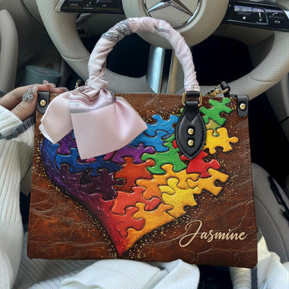 Lorva Personalized Autism Leather Bag In My Heart