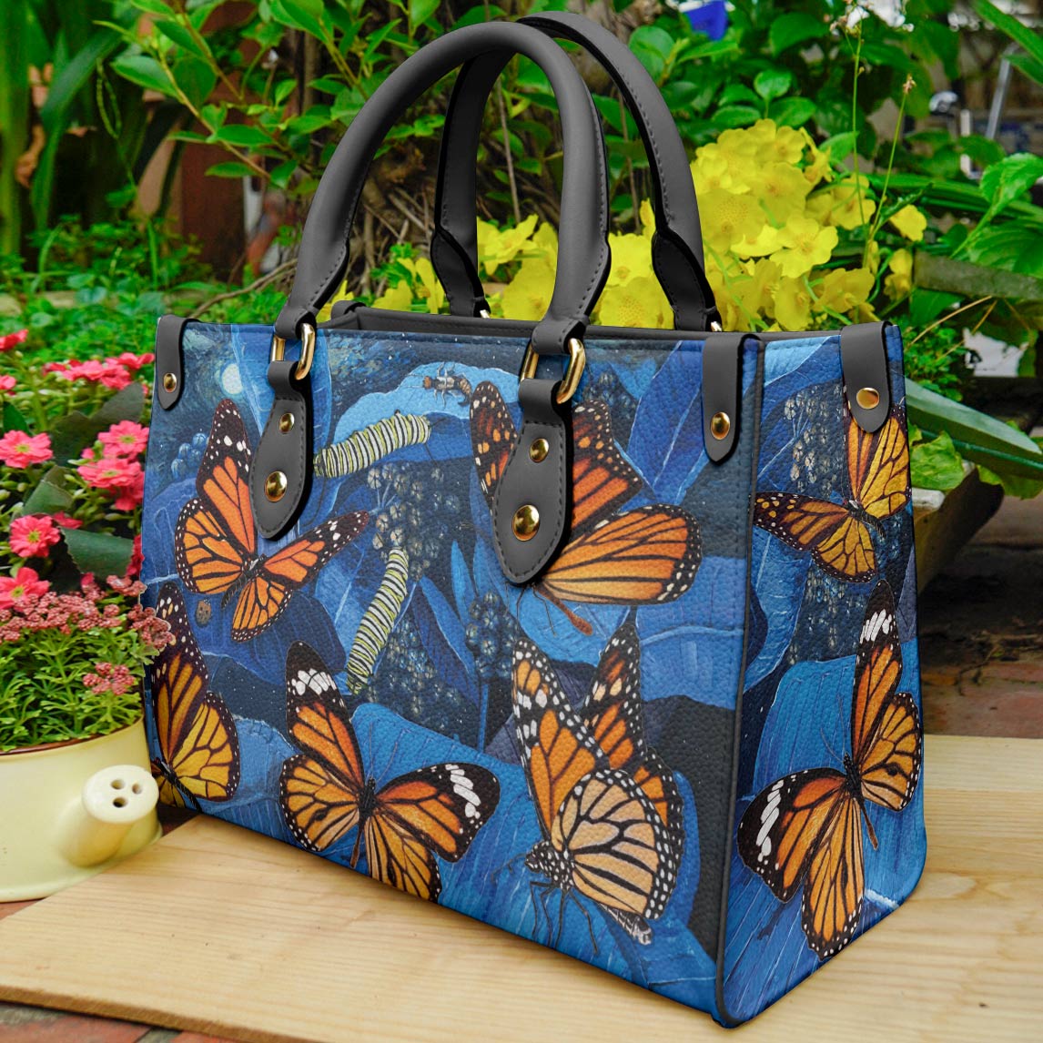 Lorva Leather Bag Monarch And Milkweed At The Night