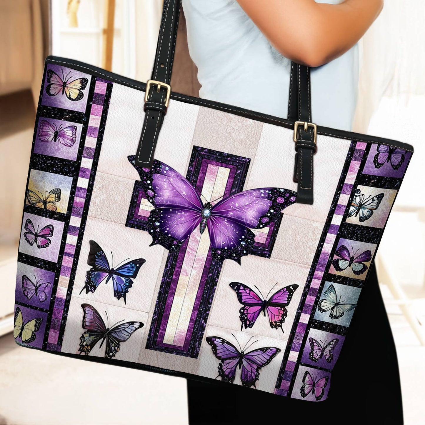 Lorva Leather Tote Bag Butterfly Blessings