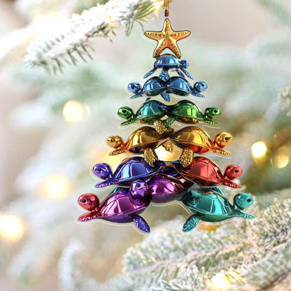 Lorva Sea Turtle 2D Acrylic Ornament Colorful Christmas Tree