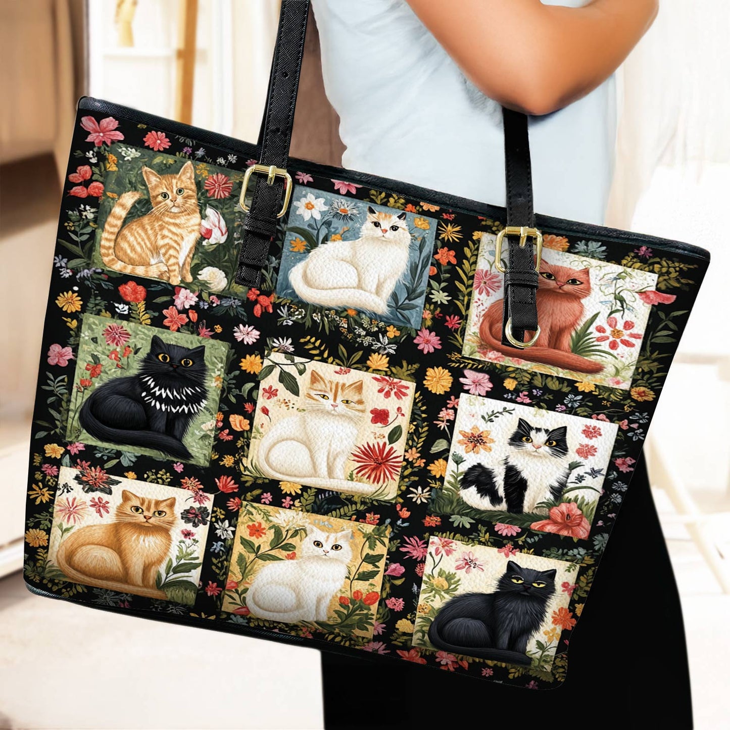 Lorva Leather Tote Bag Feline Fields Forever