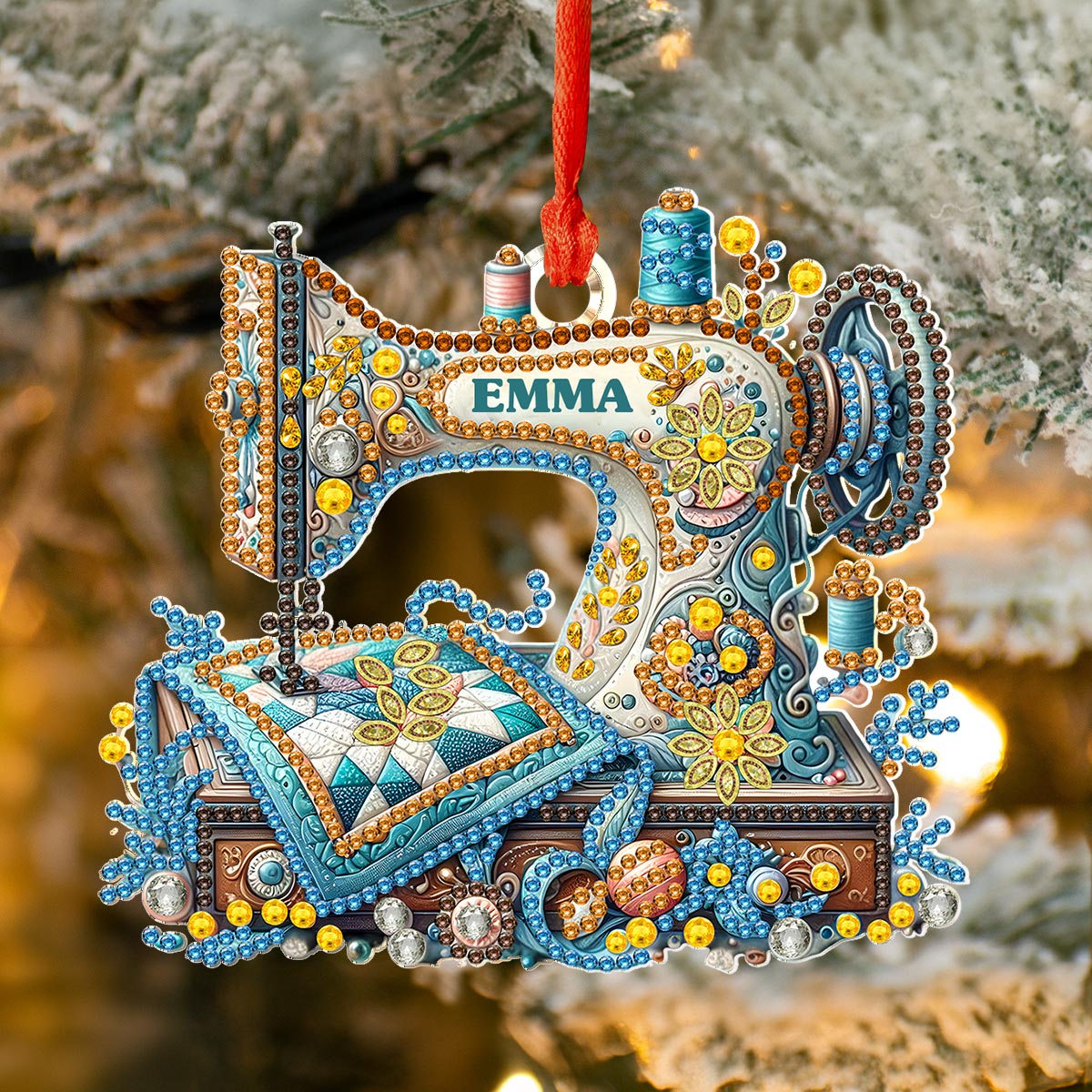 Lorva Sewing Personalized 2D Acrylic Ornament Stitch & Sparkle