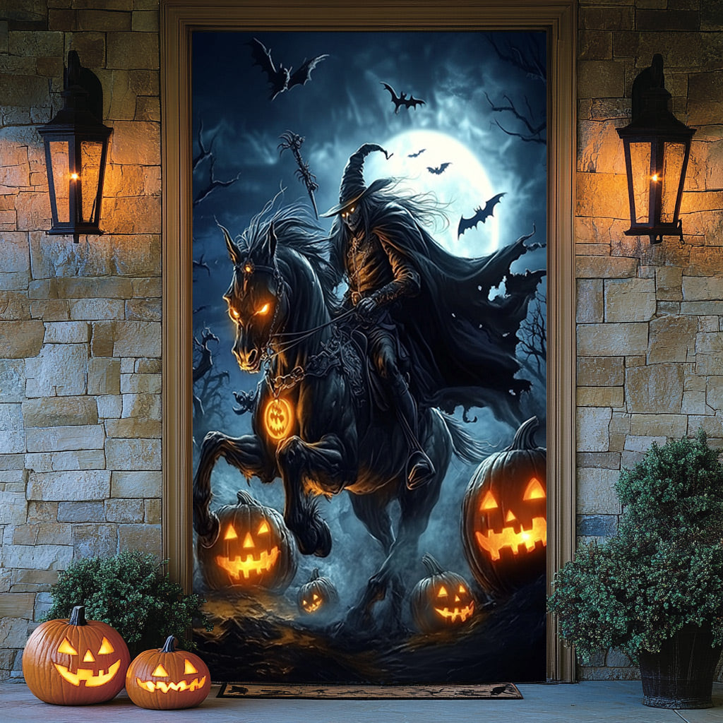 Lorva Halloween Door Cover The Cursed Horseman Halloween